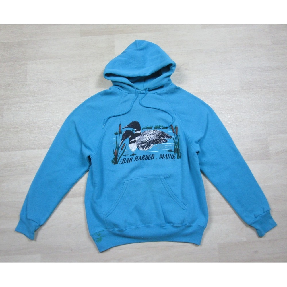 Vintage Bar Harbor, Maine Duck Sweatshirt Pullover Hoodie Adult (M) Nature